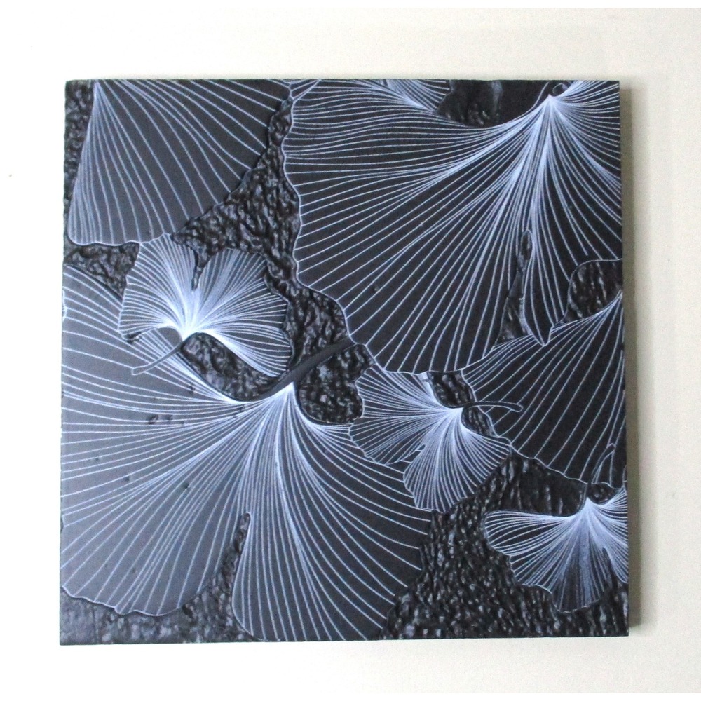 Tile Club Bluma Gingko Black Etched Marble Mosaic Tile 5.9 x 5.9 Natural Stone